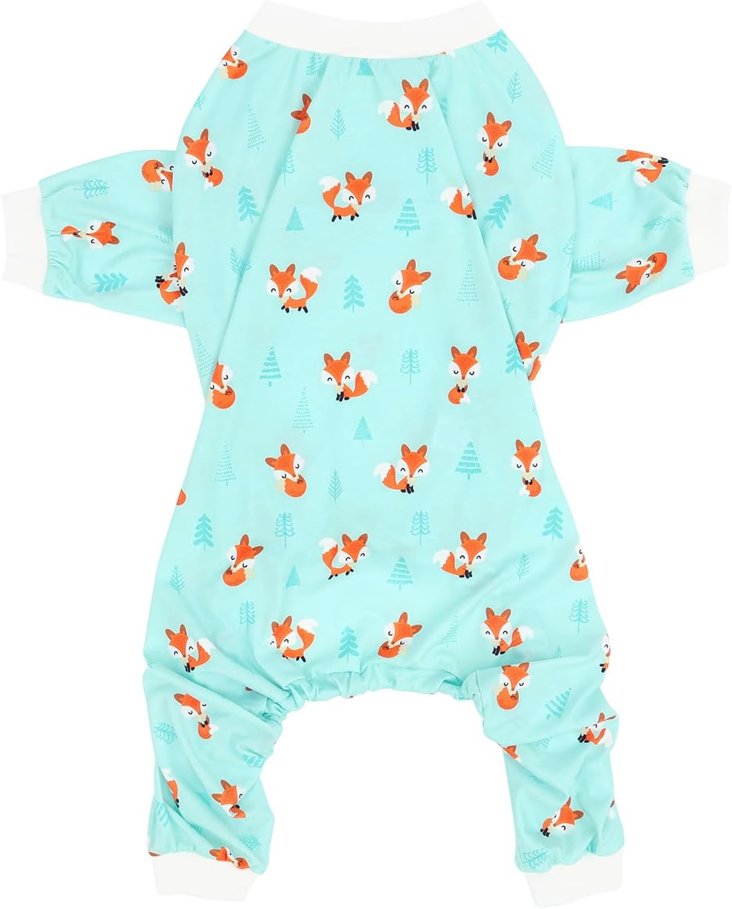 HDE Dog Pajamas One Piece Jammies Jumpsuit Pet Clothes Outfit Stretchy Lightweight Comfy Shirt Pjs for M-3XL Dogs Winter Foxes - L