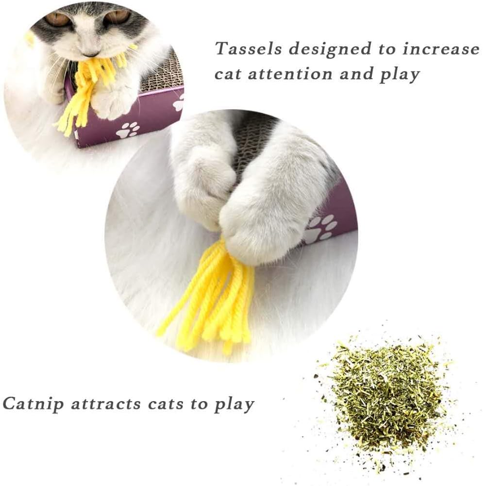 PEEKAB Cat Scratcher Cardboard Wide Scratching Board Reversible Corrugate Cat Scratch Pad with Box Catnip Included Large 3PCS