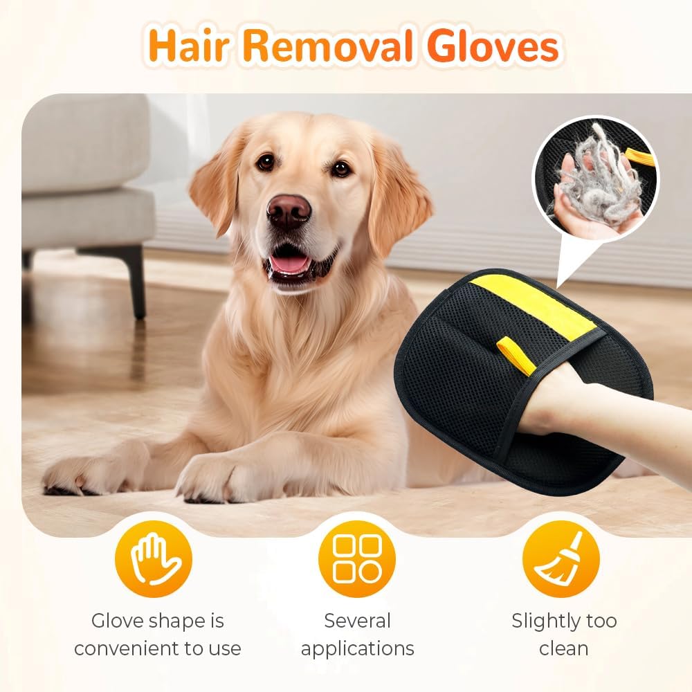Pet Hair Remover Gloves, 2025 New Electrostatic Pet Hair Removal Gloves, Reusable Grooming Glove for Cats & Dogs