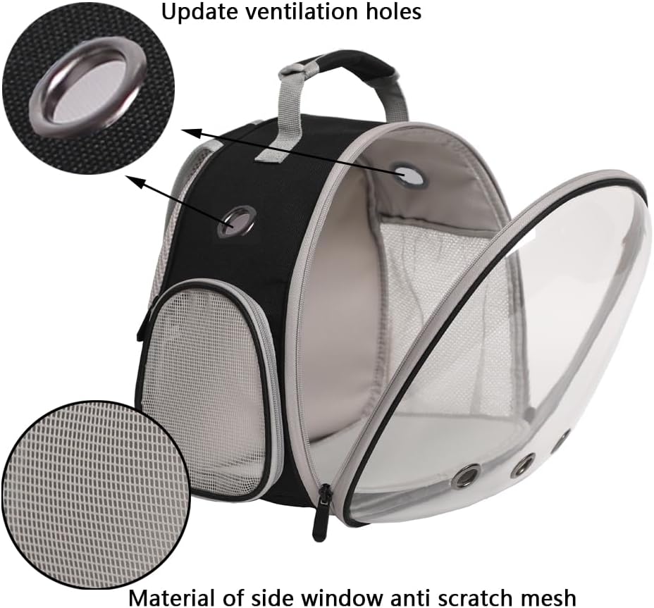 Portable Travel pet Backpack Carrier with Self Warming Pet Bed Set, Guinea Pig Carrier for 2,Reptile Travel Carrier for Lizards Sugar Glider Hedgehog Rat Parrot Birds Breathable Hangbag