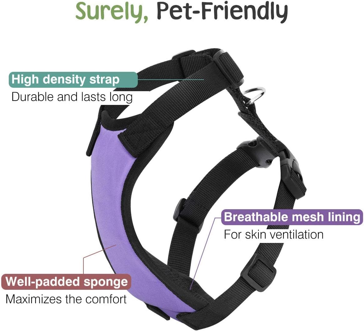 Dog Seat Belt, Safety Vest Dog Car Harness with Adjustable Buckle Dog Seat Belt for Vehicle Nylon Pet Safety Seat Belts Heavy Duty(S, Purple)