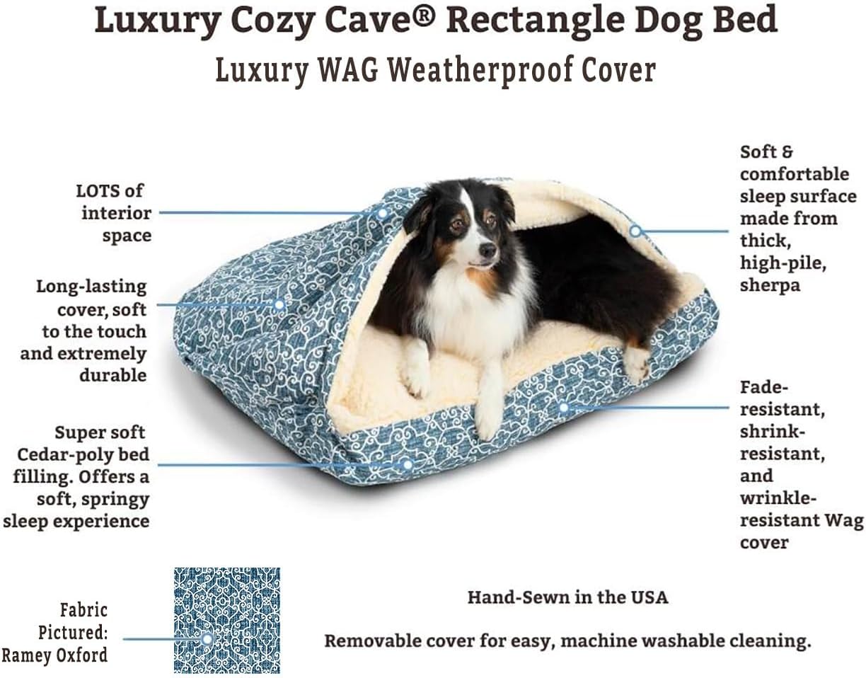 Snoozer Pet Products Luxury Rectangle Cozy Cave, Wag Collection, Small, Barkely Black Diamond