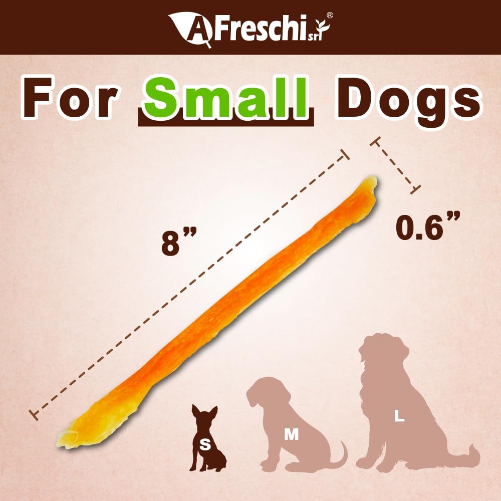 Afreschi Natural Turkey Tendon Strip 3 oz, All Natural Human Grade Puppy Chew, USA-Sourced Turkey Tendon, Hypoallergenic, Easy to Digest, Rawhide Alternative