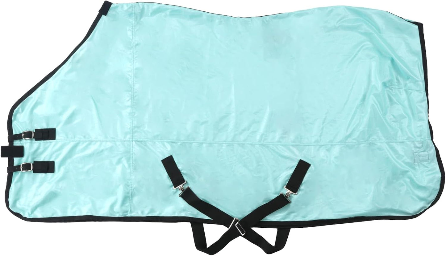 Horse Fly Sheet, Standard Neck Comfy Mesh Fly Sheet for Horses, Equine Summer Sheets UV-Protective Green 72