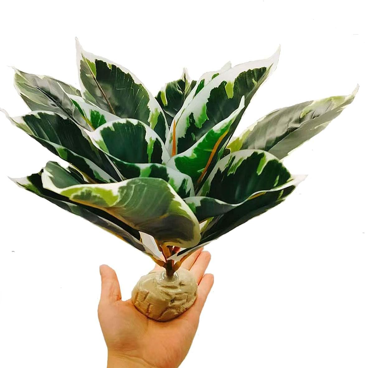 Reptile Plants Terrarium Reptile Tank Decorations for Bearded Dragon Lizard Snake Geckos Chameleon Amphibian Habitat Terrarium Decor (Green+White)