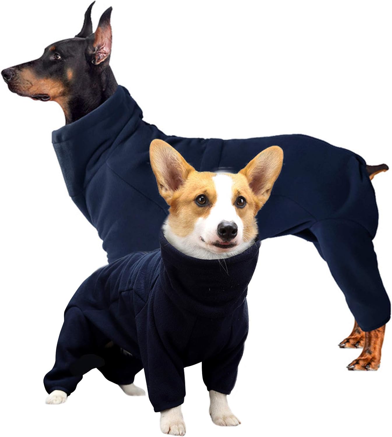 ROZKITCH Dog Fleece Jacket, Pet Windproof Warm Cold Weather Jacket Vest Cozy Jumpsuit Apparel Outfit Clothes for Medium Large Dog Walking Hiking Sleep Blue XL