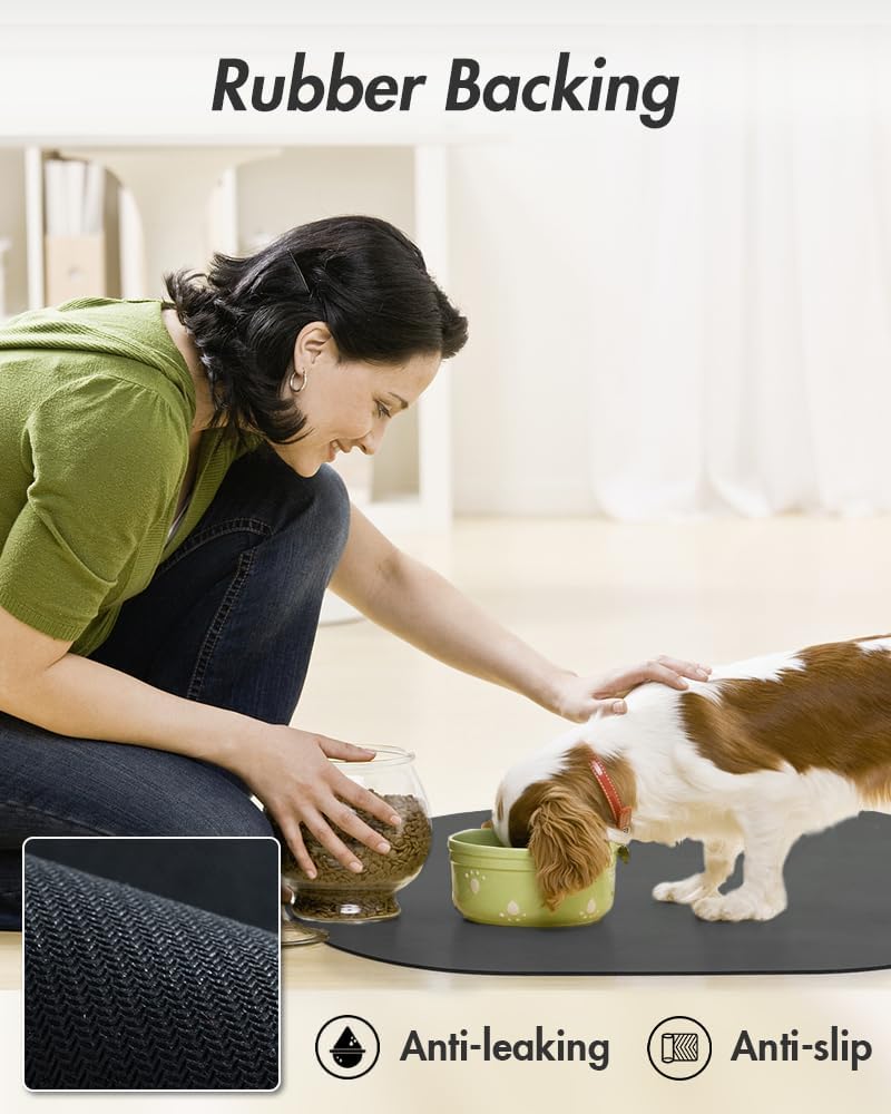 Absorbent Dog Mat for Food & Water Bowl - Quick Dry Pet Feeding Mat, No Stains, Ideal for Messy Drinkers