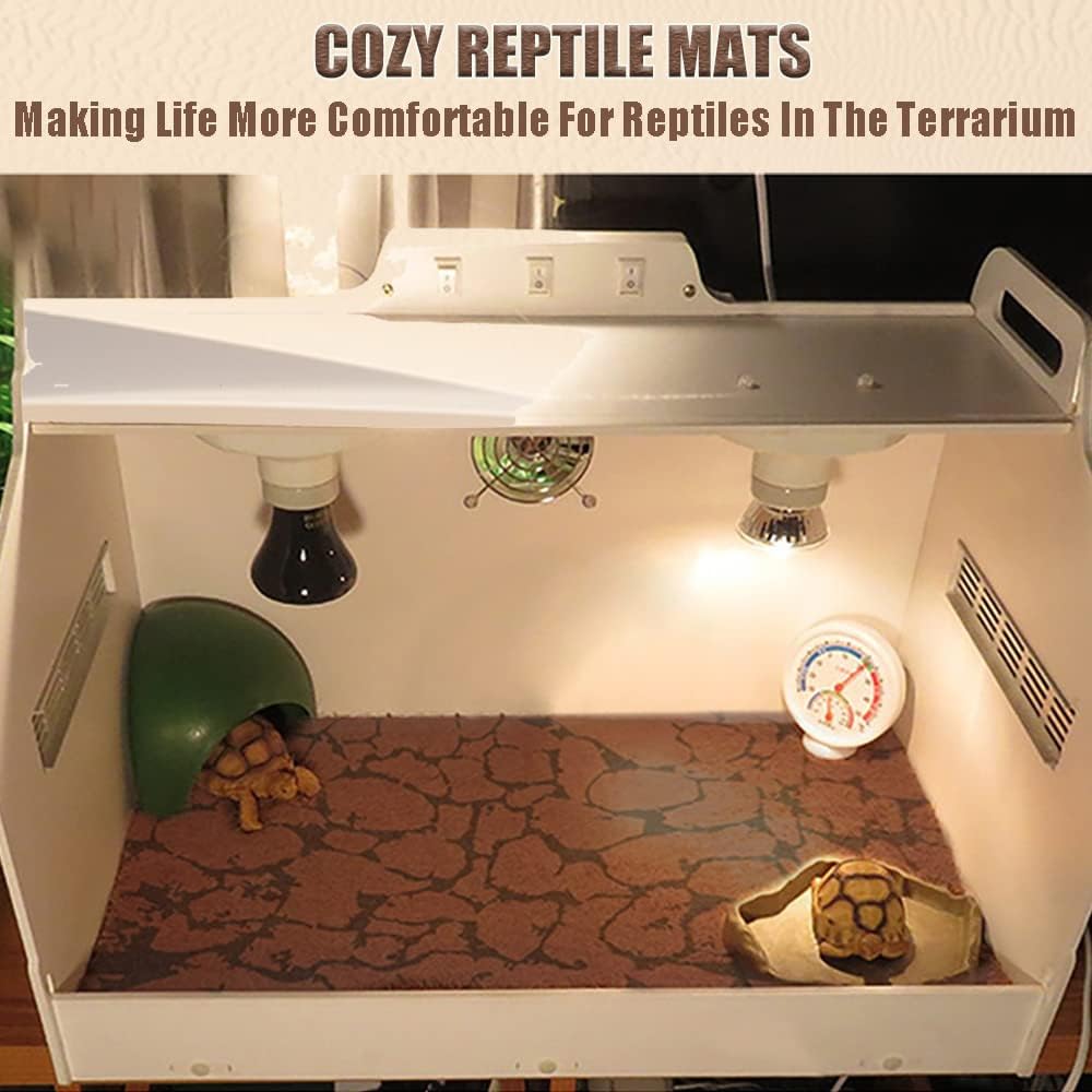 Tfwadmx 2 PCS Reptile Carpet Sand Mat Pet Terrarium Liner Lizard Bedding Mat Substrate Leopard Gecko Tank Accessories for Tortoise Turtle Snake Chameleon with Tweezers 16x23In
