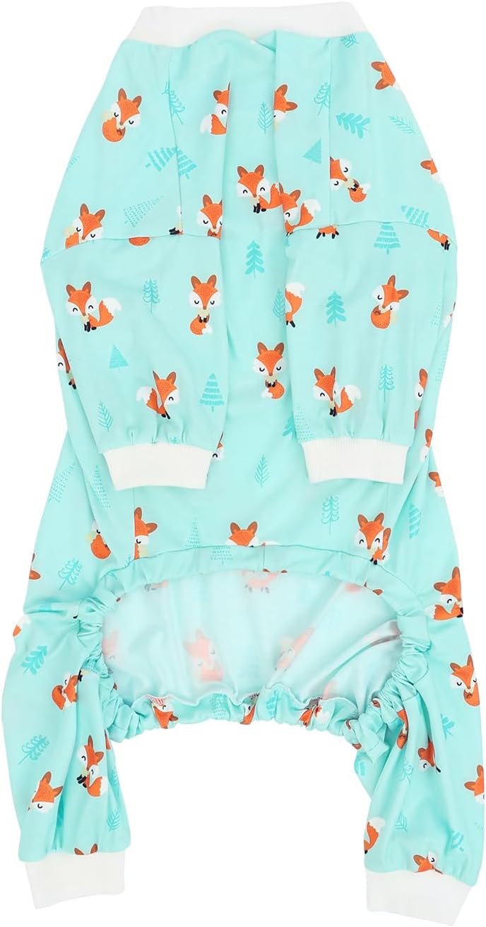 HDE Dog Pajamas One Piece Jammies Jumpsuit Pet Clothes Outfit Stretchy Lightweight Comfy Shirt Pjs for M-3XL Dogs Winter Foxes - M