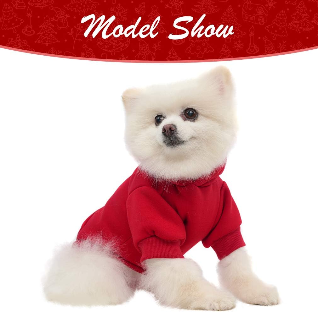 KOOLTAIL Basic Dog Hoodie - Soft and Warm Dog Hoodie Sweater with Leash Hole and Pocket, Dog Winter Coat, Cold Weather Clothes Sweatshirt for Small Medium Large Dogs Puppy Cat Boys Girls Red XS
