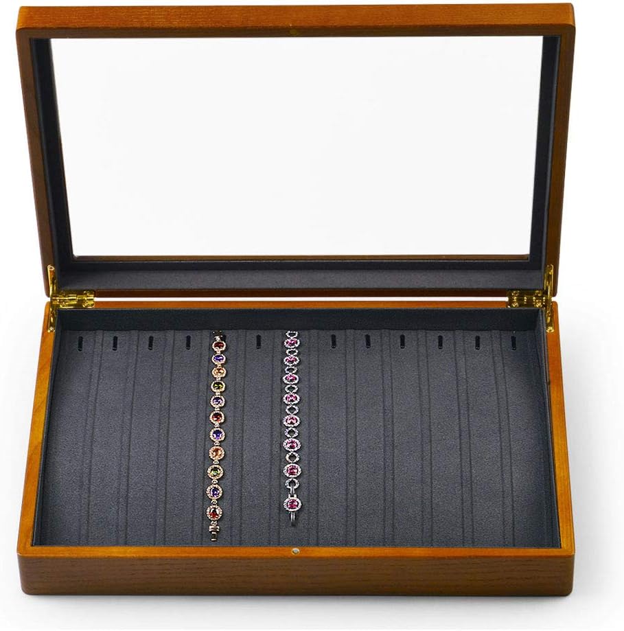 Oirlv Solid Wooden Necklace/Bracelet/Pendant Jewelry Organizer Box 13 Lattice Necklace Showcase Display Holder