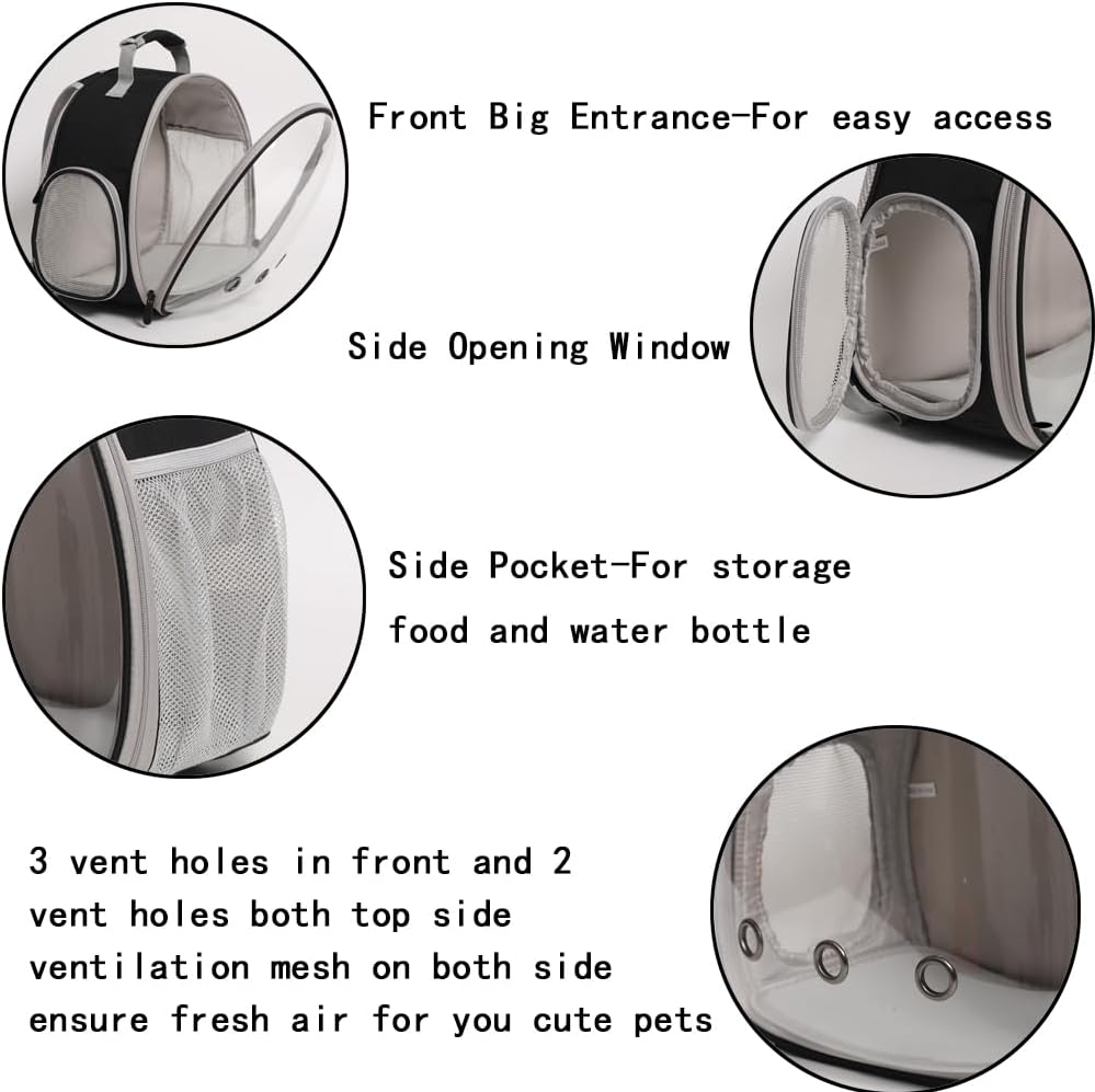 Hamster Backpack Carrier, Bearded Dragon Carrier Backpack with Clear Bubble Window,Small Animal Travel Backpack for Sugar Glider Hedgehog Rat Parrot, Airline Approved (Blue, Backpack)