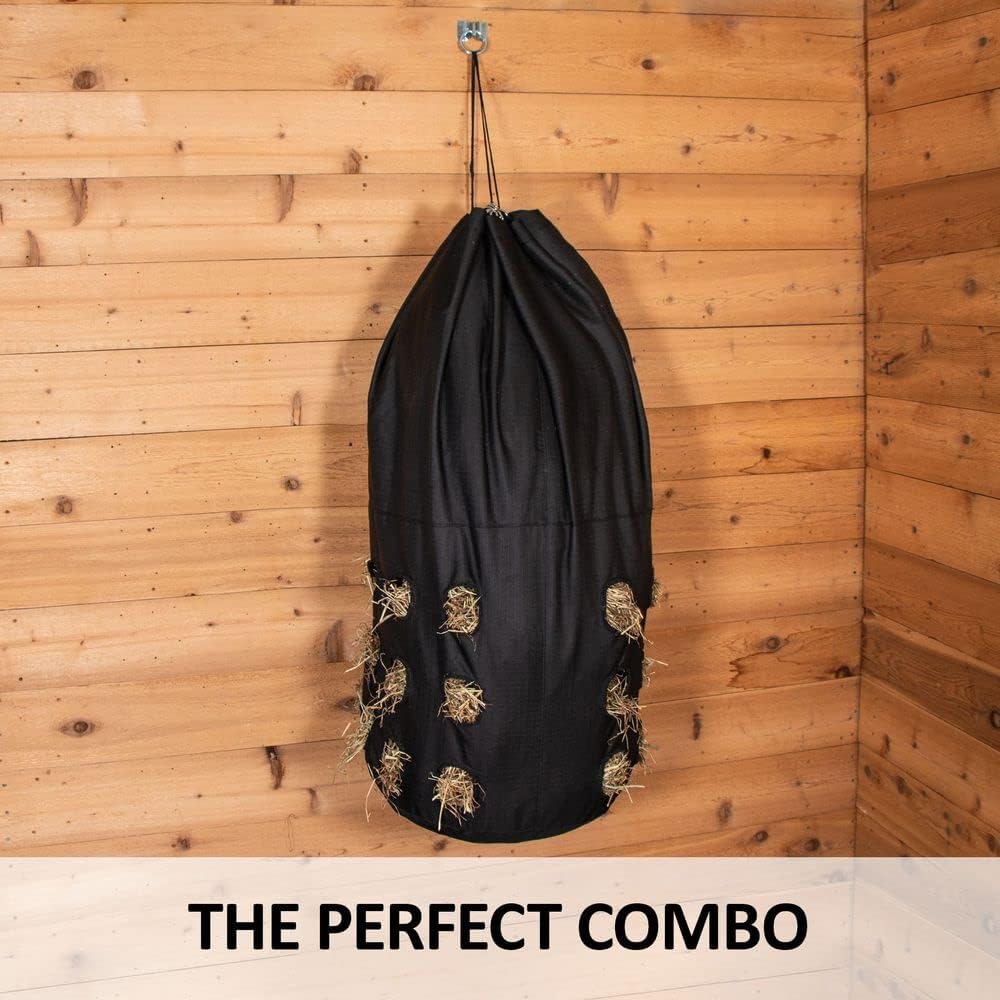 Dura-Tech Full Bale Hay Sack | Color Black | Horse Stable Essential | Full Bale Capacity | Slow Feed Design | Durable 1200D Fabric | Easy Hanging