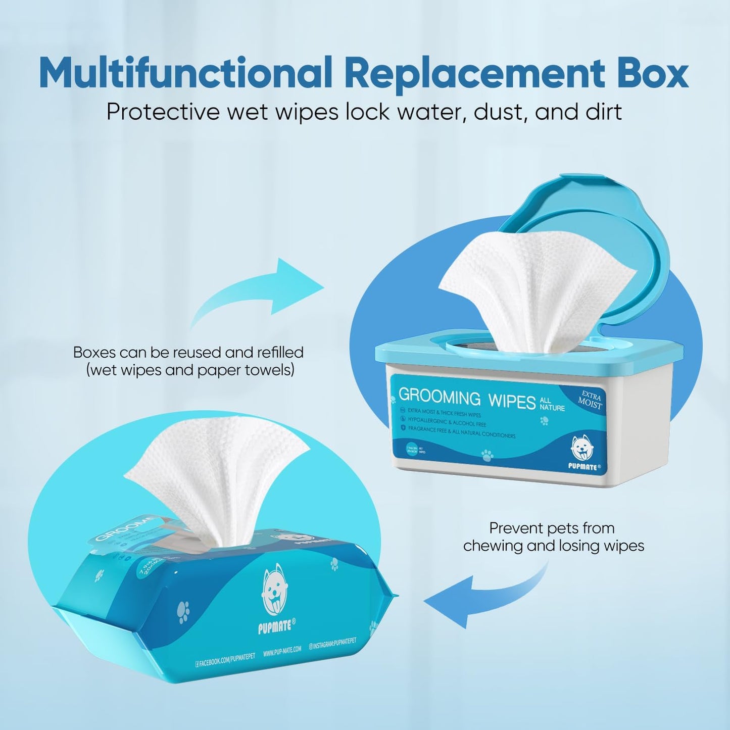 All Natural Pet Grooming Wipes, 100 Fresh Counts, Extra Moist & Thick, Natural Wipes for Dogs & Cats, Puppies & Kittens (Pack of 3)