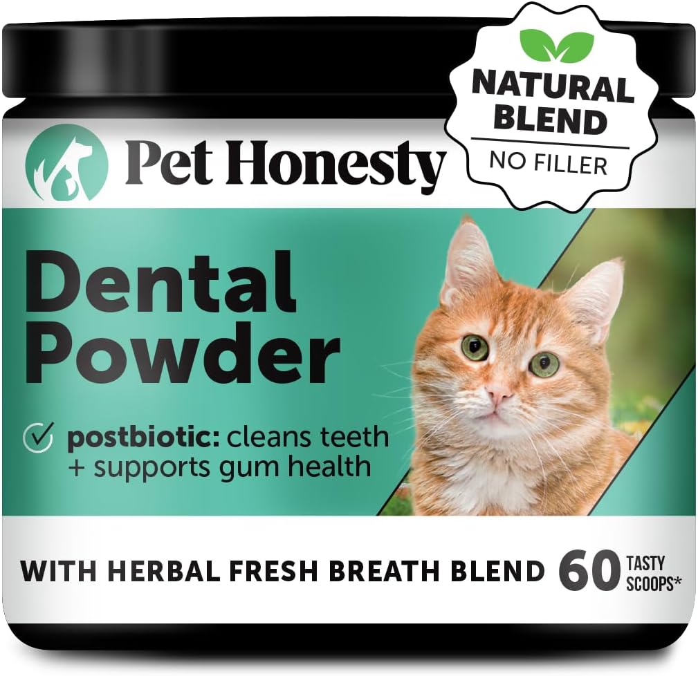 Cat Breath Freshener Dental Powder for Teeth Cleaning Plaque Off, Dental Care for Cats, Tartar Remover for Teeth with Natural Herbal Blend (60 Day Supply)
