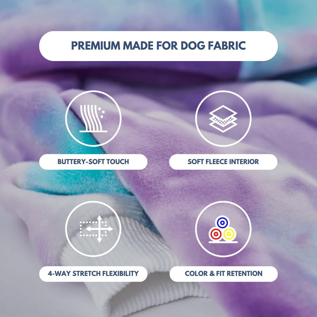 Spark Paws Dog Hoodie – Premium Dog Sweater for Small, Medium, and Large Dogs | Warm Outfits for French Bulldogs, Pitbull, Puppy, Winter Jacket Alternative - 90s Retro Sky Dye - S