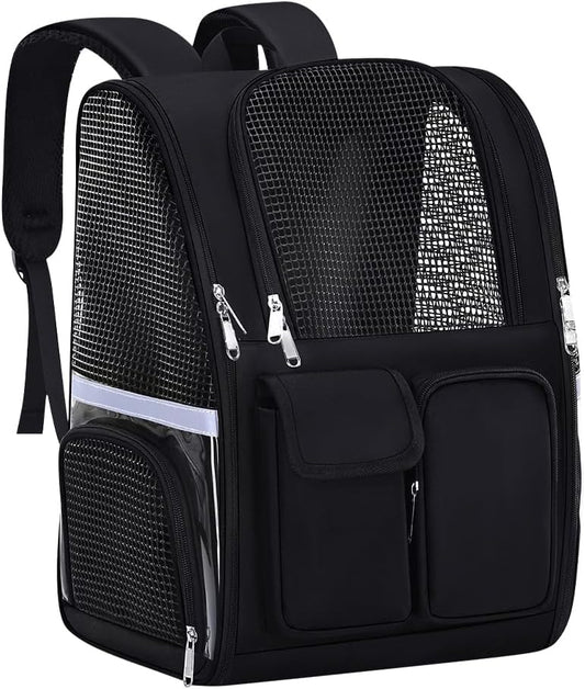 Pet Backpack, Airline Approved Dog Backpack, Cat Bag for Travel Hiking Bike Riding Walking Outdoor, Cat Backpack with Breathable Mesh(Black)