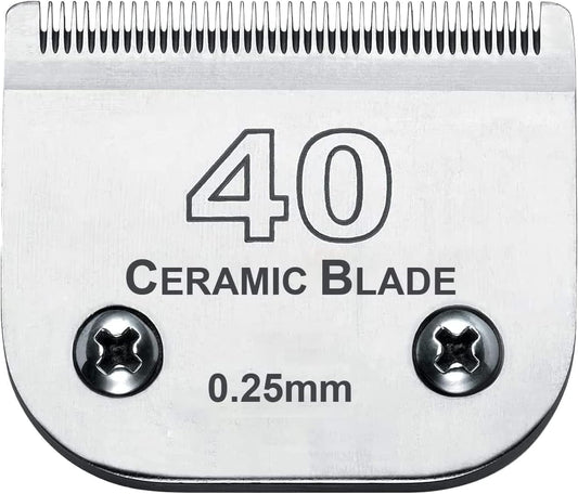 #40 Blades Dog Grooming Clipper Replacement Blades Compatible with Andis/Wahl/Oster Dog Clippers,Detachable Ceramic Blade & Stainless Steel Blade,Size #40 Cut Length 1/100"(0.25mm)