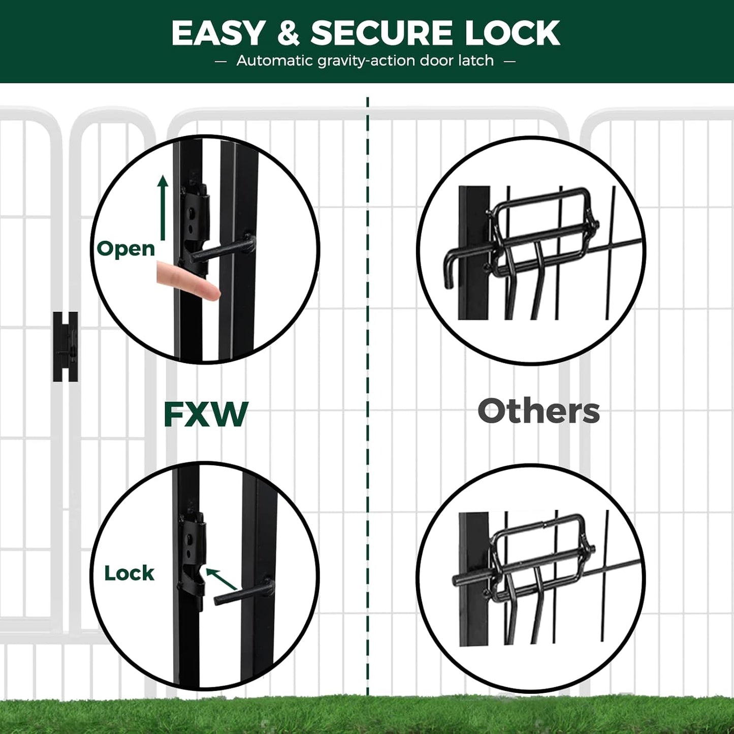 FXW Rollick Unleashed Dog Playpen for Indoor, Yard, RV Camping, 45 inch 48 Panels for Large Dogs, Black│Patented