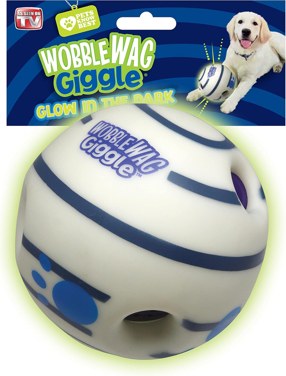 Wobble Wag Giggle Glow in The Dark | Rolling Enrichment Toy for Playtime, Interactive Play for Indoor or Outdoor, Keeps Dogs & Puppies Large, Medium or Small Busy & Moving, As Seen on TV | Pack of 1