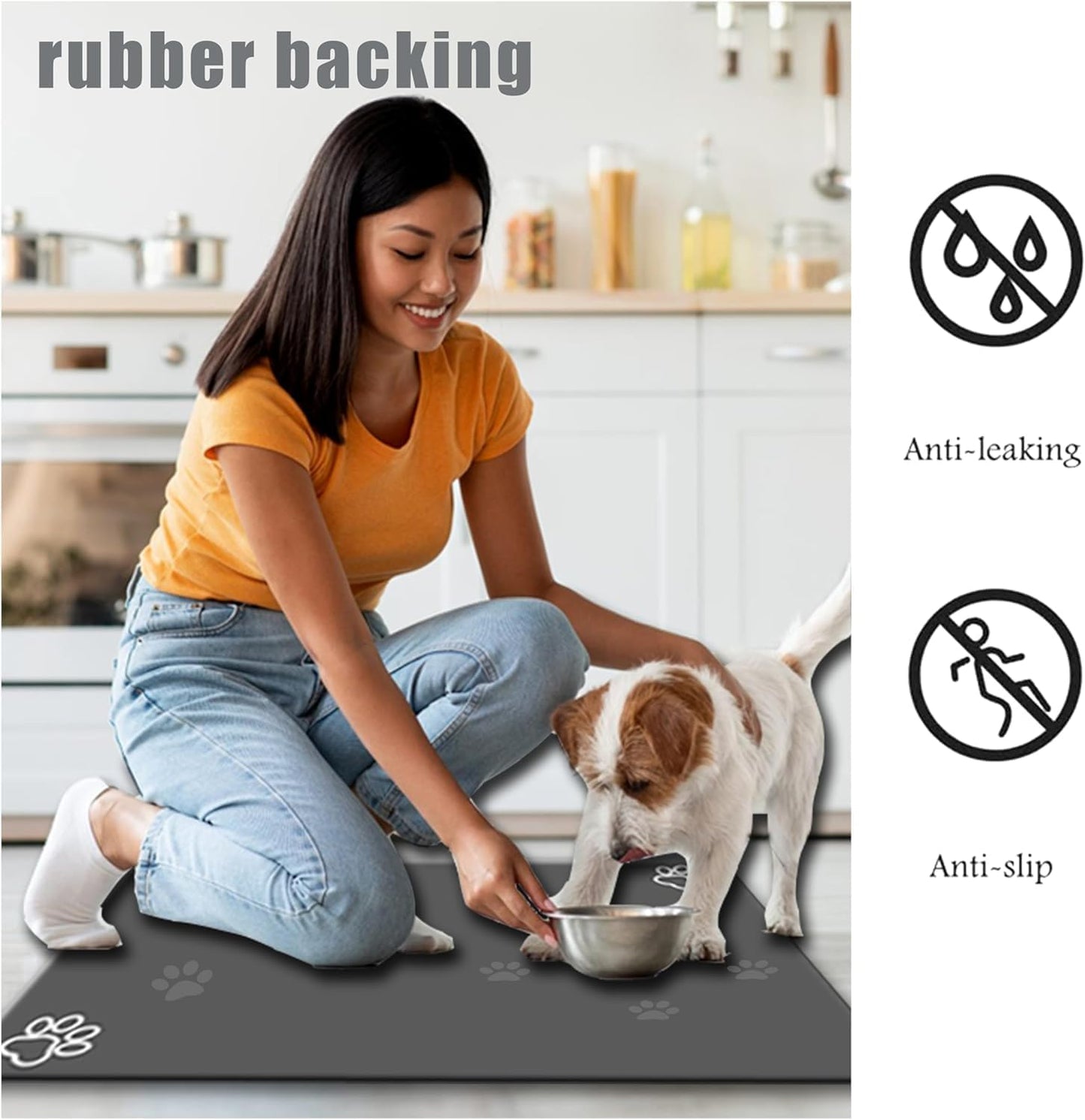 Large Boho Dog Cat Food Mats for Floors, Absorbent Dog Bowl Mat for Food and Water Dispenser Mat, Quick Dry Pet Supplies(Vintage Red, 36'' x 24'')