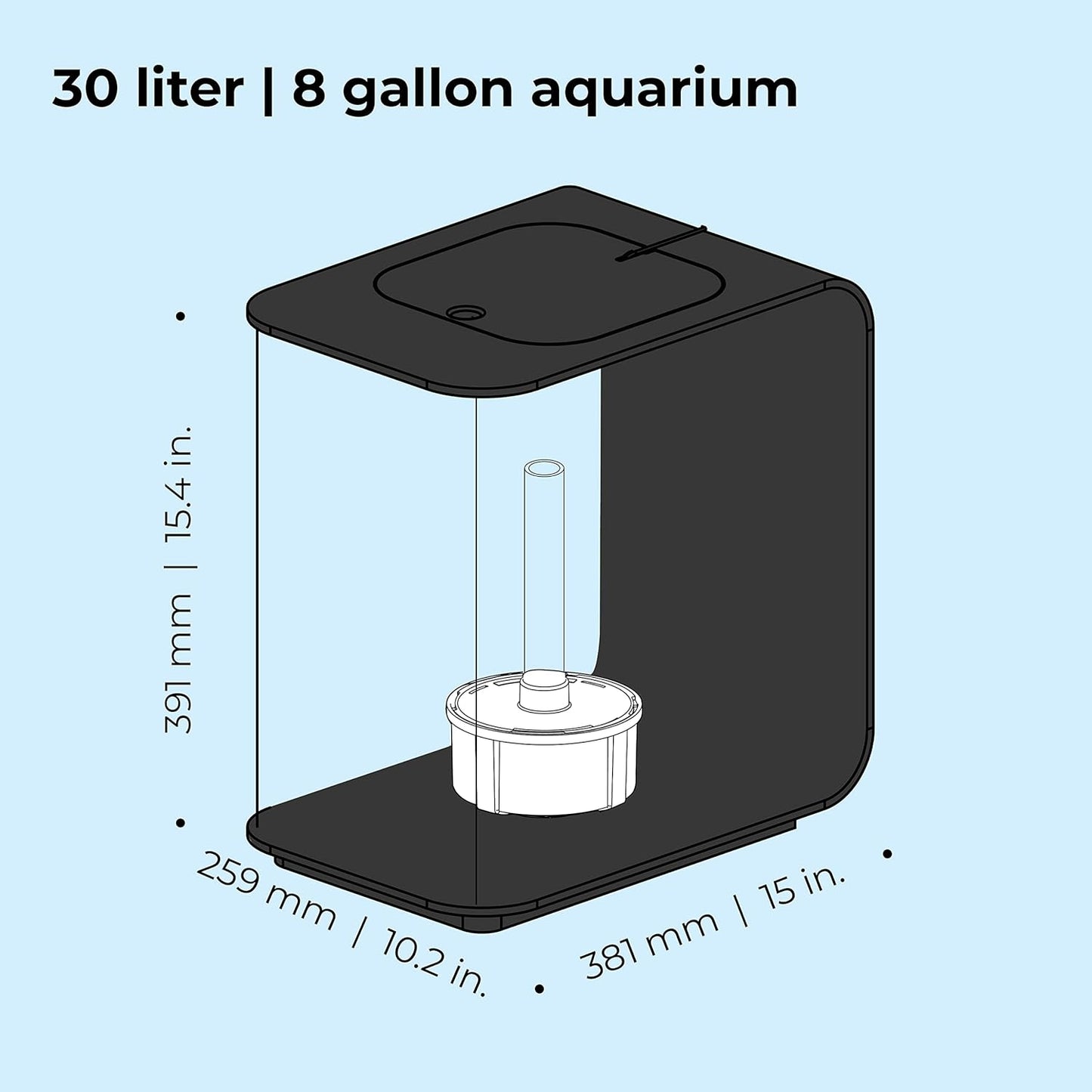 biOrb Flow 30 Acrylic 8-Gallon Aquarium with White LED Lights Modern Tank for Tabletop Display, Black