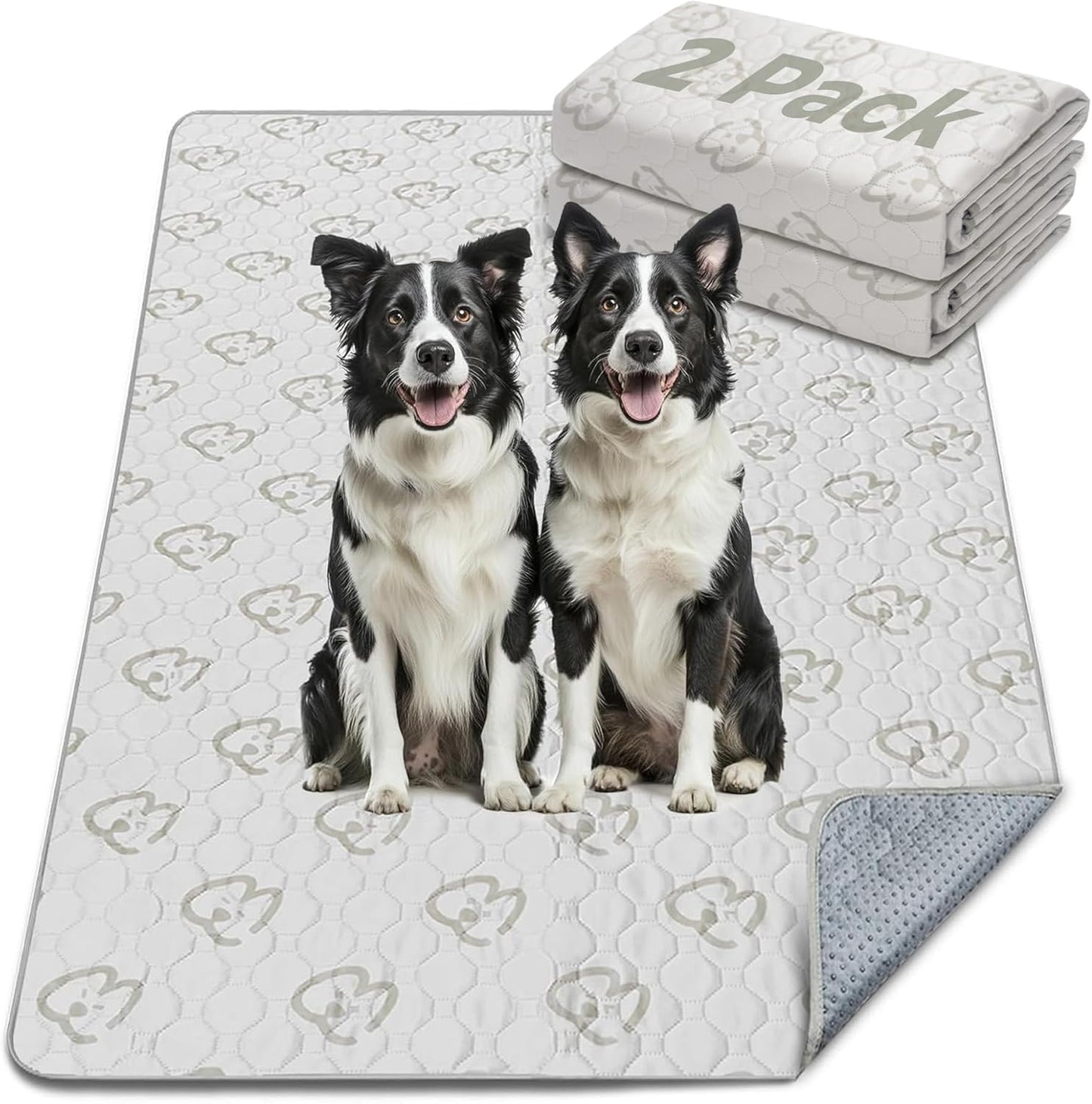 FXW Washable Pee Pads for Dogs, Puppy Pads with Super Absorbent, Specifically Designed for 48inch Cages, 47" × 29" Rectangle, Khaki, 2 Packs