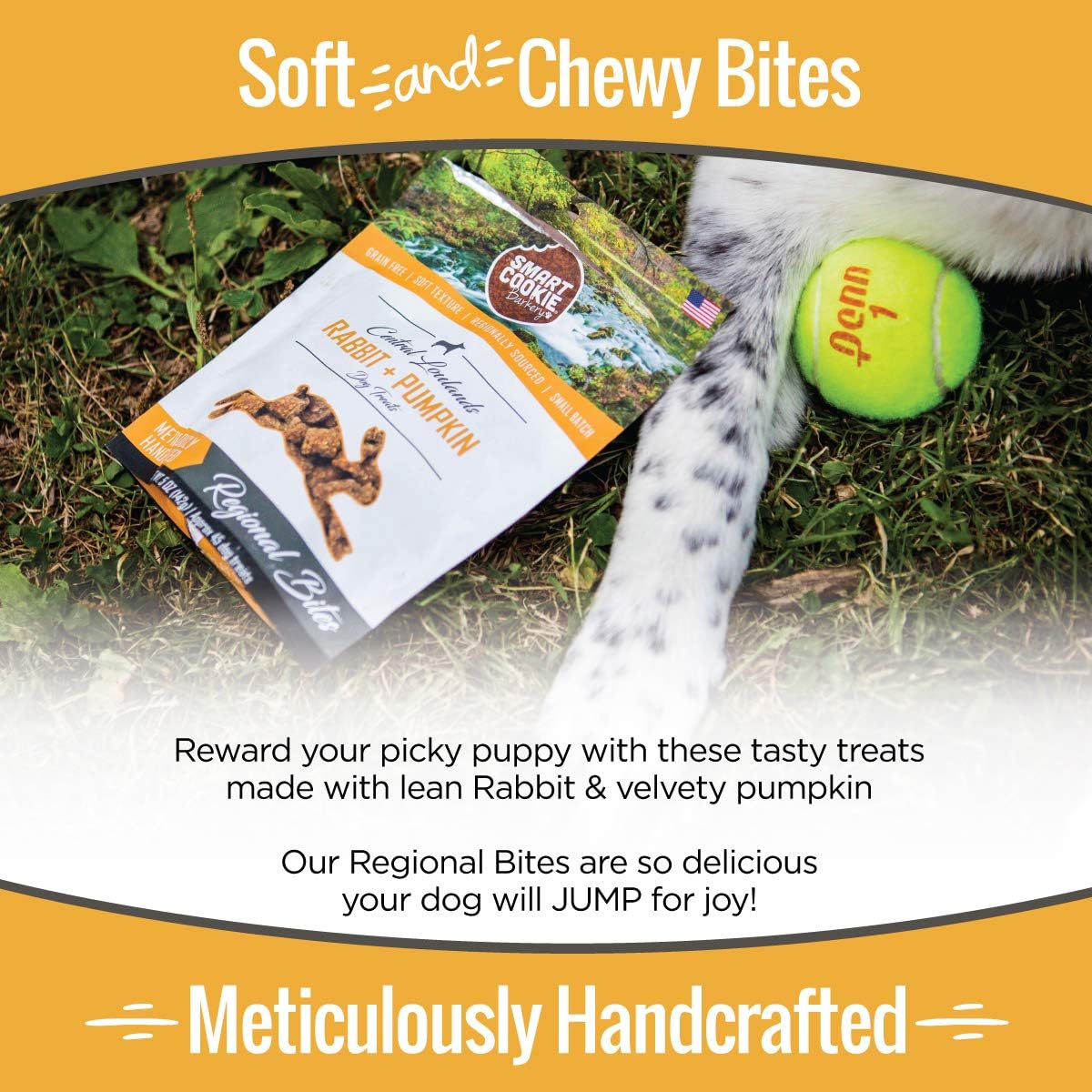 Smart Cookie All Natural Dog Treats - Rabbit & Pumpkin - Training Treats for Dogs & Puppies with Allergies, Sensitive Stomachs - Soft Dog Treats, Grain Free, Chewy, Human-Grade, Made in USA - 5oz Bag