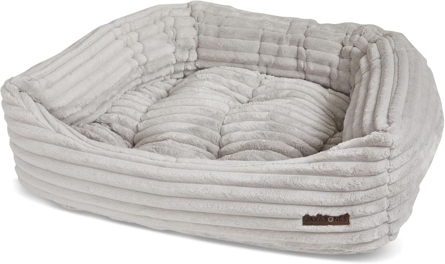 Jax & Bones Dog Napper - Luna Grey Machine Washable Bed for Dogs - Extra Heavy Duty Bolstered Sides - Large Grey Dog Mat | 40 x 32 Inches