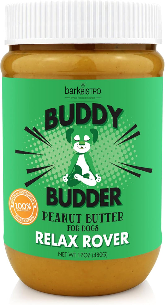 Relax Rover Buddy Budder (Stress + Anxiety), 100% Natural Dog Peanut Butter, Dog Supplment, Made in USA 17oz