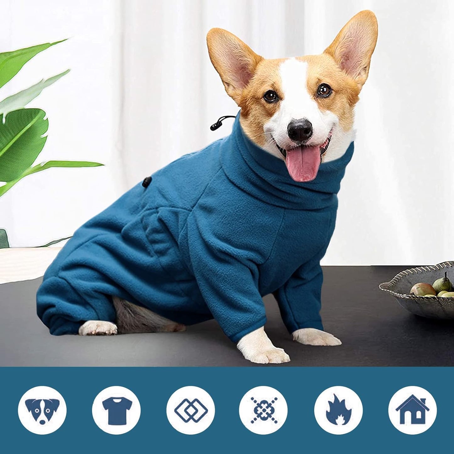 ROZKITCH Fleece Coat for Dogs, Pet Windproof Warm Cold Weather Jacket Vest Cozy Jumpsuit Apparel Outfit Clothes for Large Giant Dog Walking Sleep 3XL