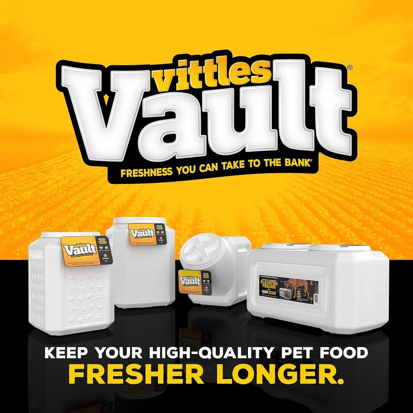 Gamma2 Vittles Vault Stackable Dog Food Storage Container with Sealing Lid, Up to 60 lbs Dry Pet Food Storage Container, USA-Made - [14.5" L x 19" H]