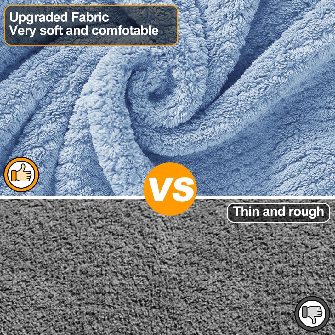 KOOGALSmall to Medium Size Dog Bathrobe, Quick Drying Super Absorbent Used for After Bathing, Warm Dog Towels, Adjustable Hoodies and Belts for Pet Dogs Bath Clothes Products(Blue Jacquard, L)