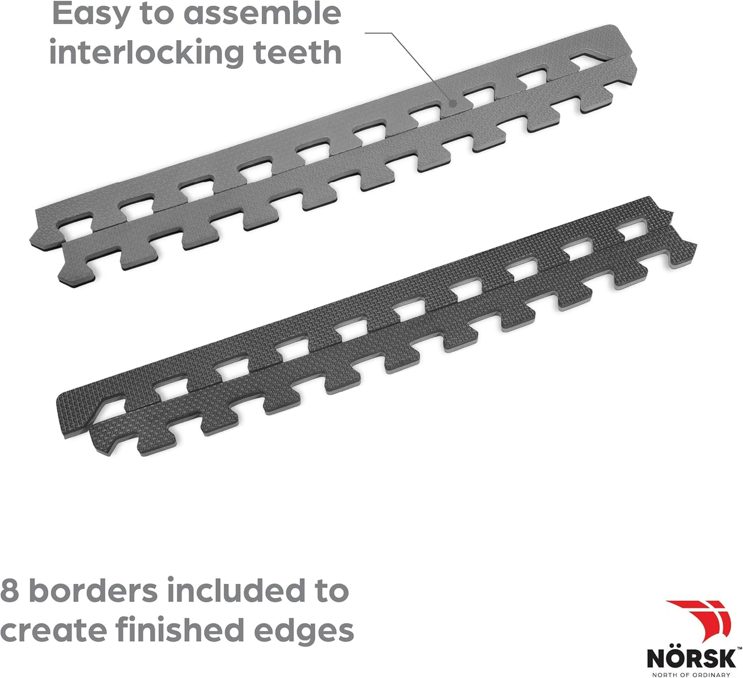 Norsk Multi-Purpose Reversible Floor Mats - EVA Interlocking Foam Tiles (Gray/Black 20 Tiles - 80 sq. Ft. 1/2" Thick)