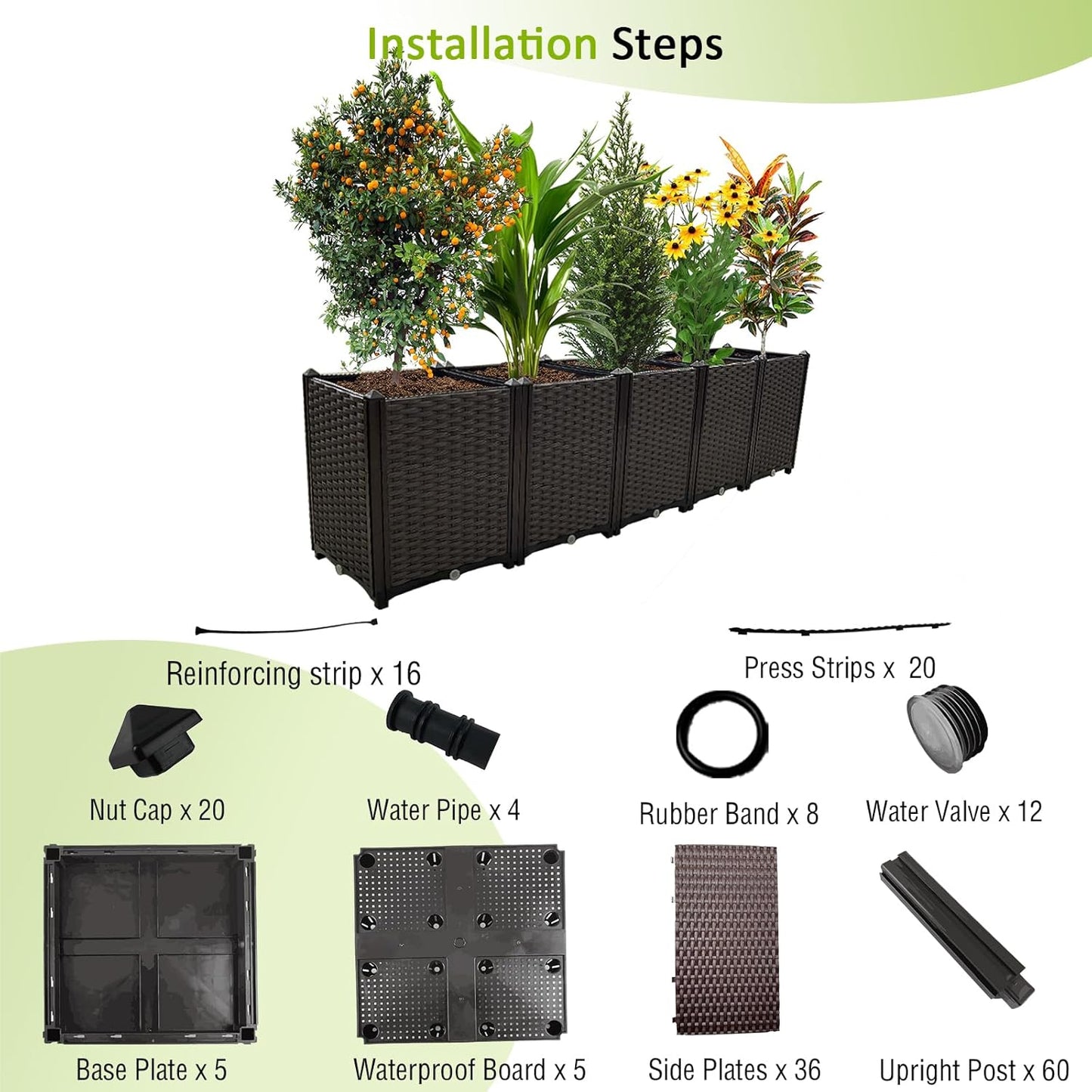 Large Planters for Outdoor Plants pots Elevated Garden Boxes Raised Garden Bed Garden Patio Balcony Deck to Planting Flowers Vegetables Tomato and Herbs