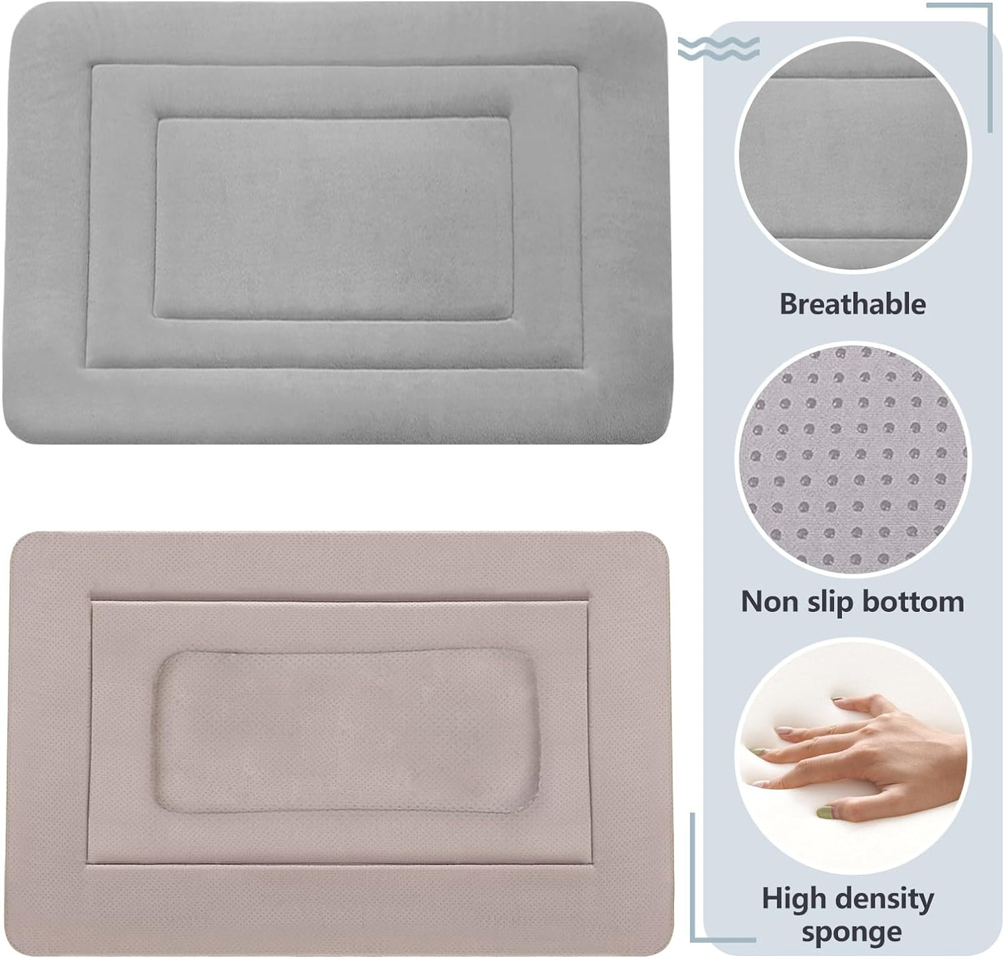 JoicyCo Soft Dog Crate Bed Pad Mat, 48 in Non-Slip Bottom Washable for Extra Large Dogs, Pet Mattress Kennel Pad, Clay Gray