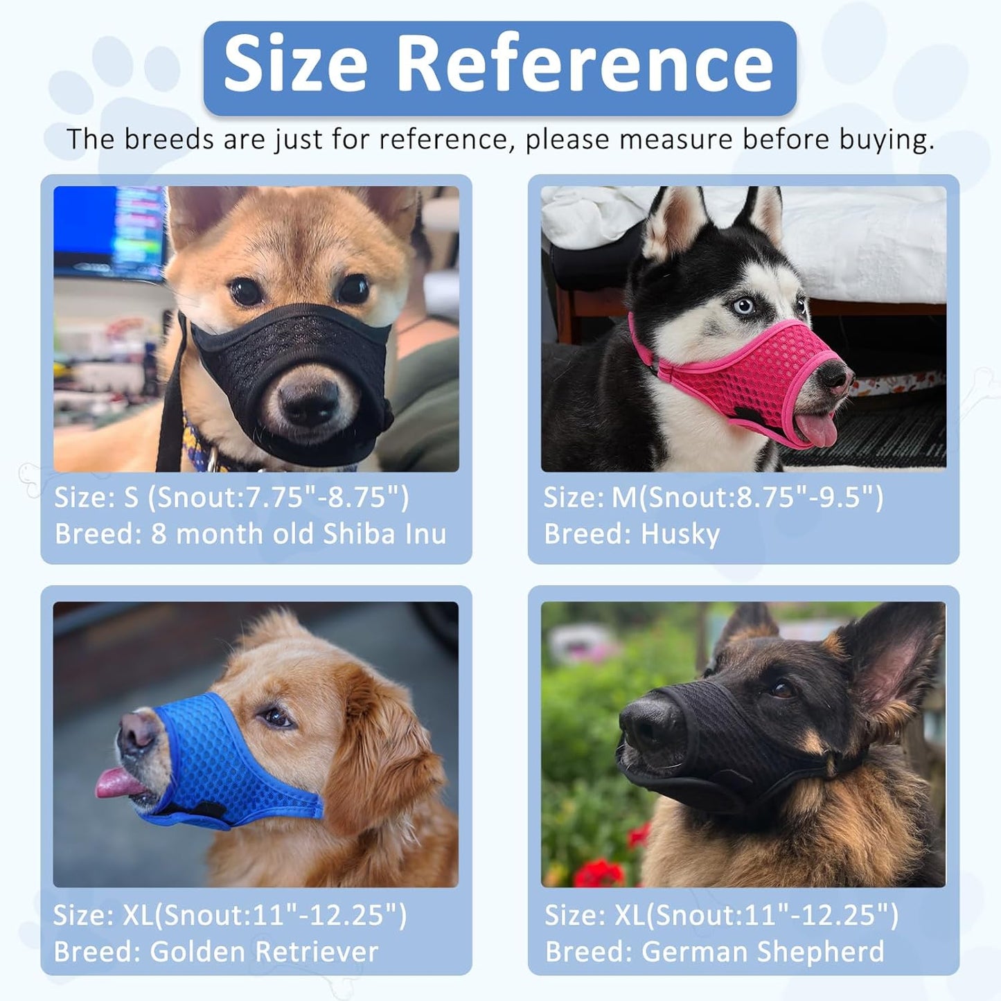 LUCKYPAW Soft Muzzle for Medium Large Sized Dogs Beagle Labrador German Shepherds, Dog Muzzle to Prevent Biting Chewing, Adjustable Breathable Mouth Guard for Grooming Walking Training(Black, M)