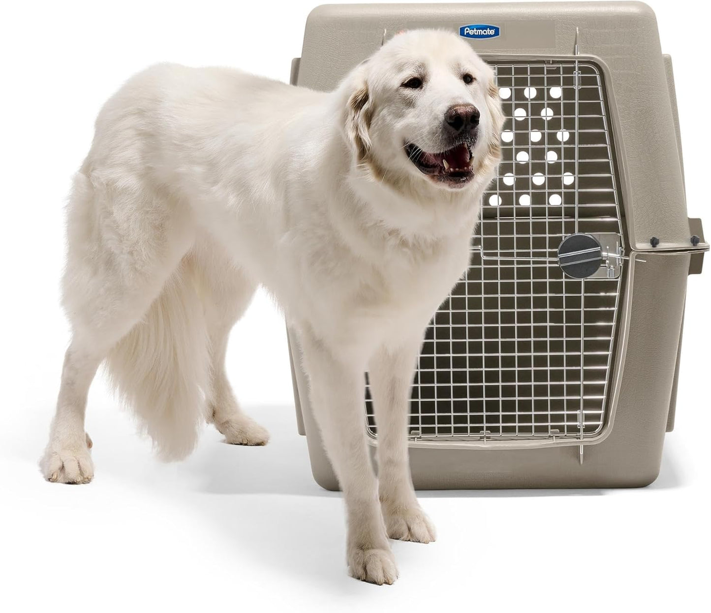 Petmate Ultra Vari Dog Kennel - Portable Crate for Extra Large Dogs 90-125 lbs - Airline-Friendly - Heavy-Duty Plastic Shell - For Home and Travel - Made in USA - 48 Inches - Taupe