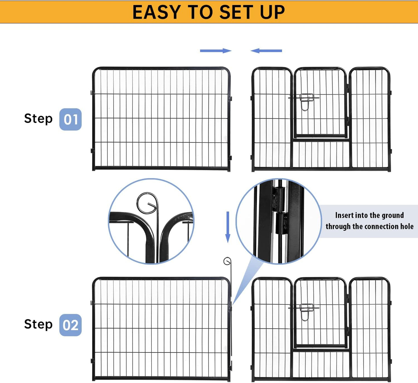 BestPet Dog Playpen Indoor 24 inch 32 Panels Metal Dog Pen Pet Dog Fence Outdoor Exercise Pen with Doors,Pet Puppy Playpen for RV Camping Yard, Black