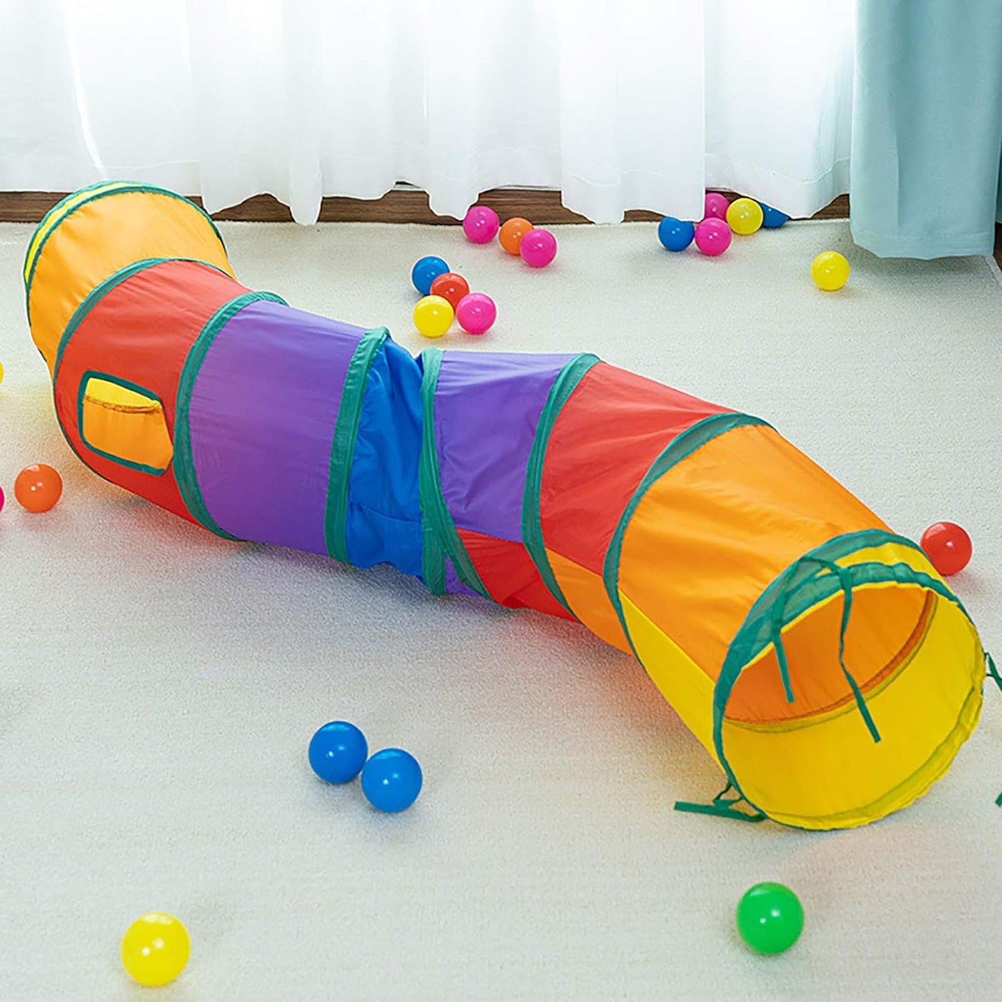 iCAGY Cat Tunnel for Indoor Cats Interactive, Rabbit Tunnel Toys, Pet Toys Play Tunnels for Cats Kittens Rabbits Puppies Crinkle Pop Up Rainbow 47" Shape S