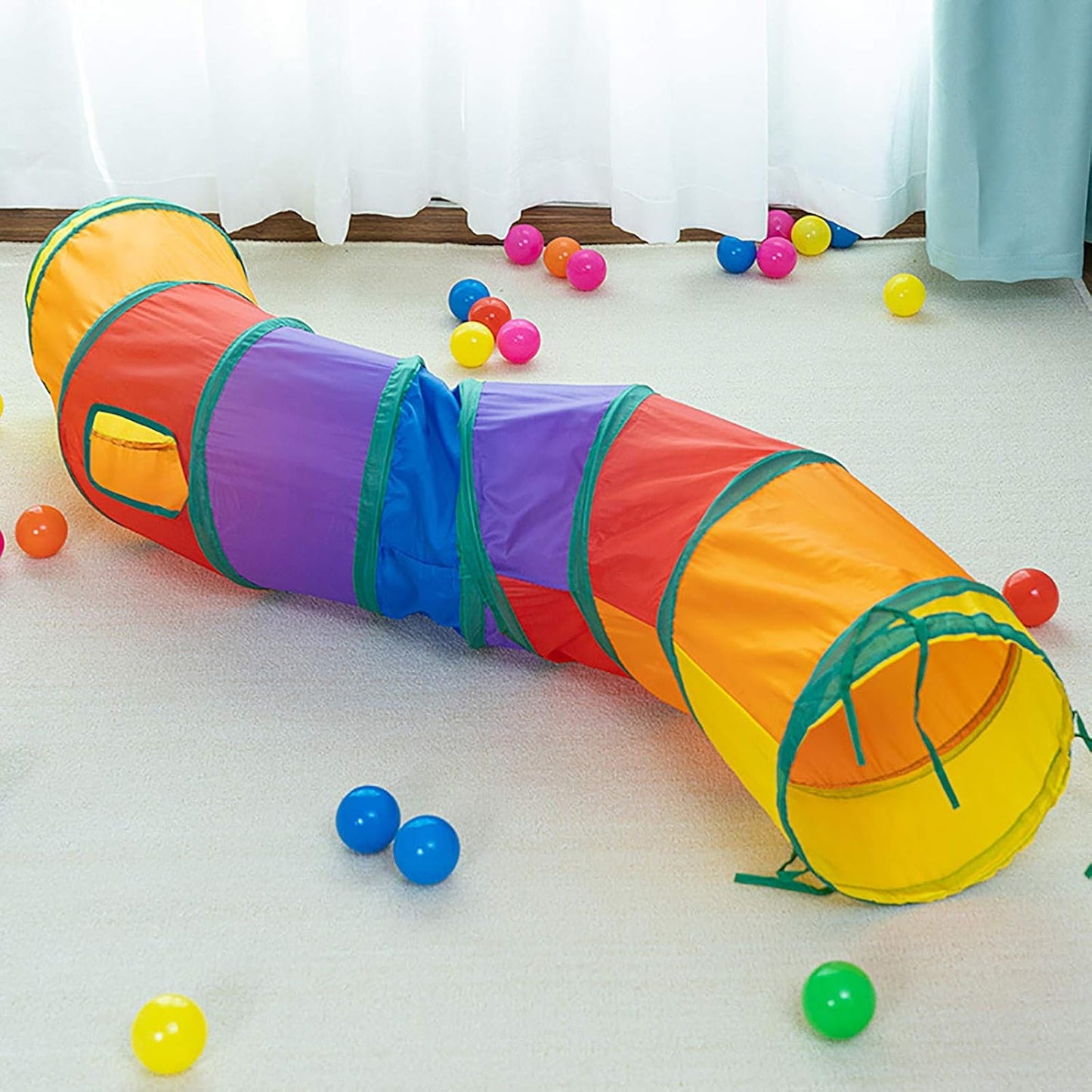 iCAGY Cat Tunnel for Indoor Cats Interactive, Rabbit Tunnel Toys, Pet Toys Play Tunnels for Cats Kittens Rabbits Puppies Crinkle Pop Up Blue 47" Shape S