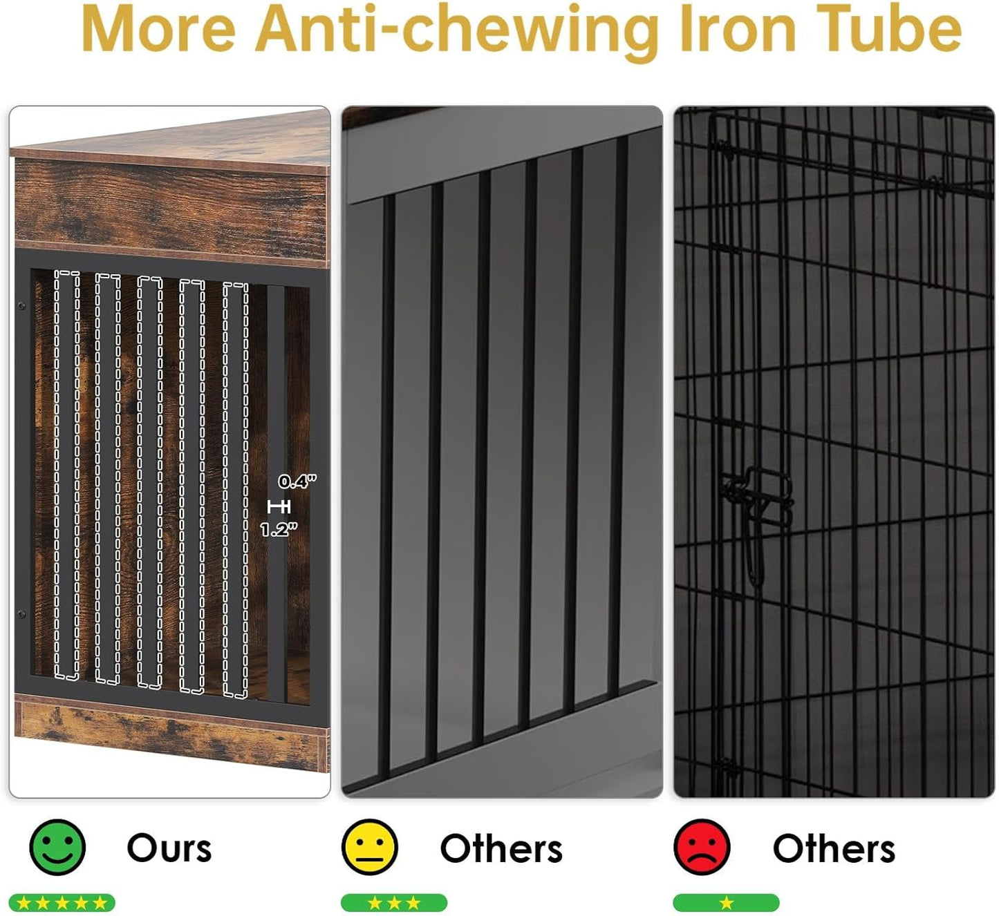 48'' Dog Crate Furniture with Removable Divider & Storage Drawers, Wooden Double Dog Cage TV Stand with 2 Sliding Barn Doors, Multi-Functional Dog Crate End Table for Indoor use (Retro Brown)