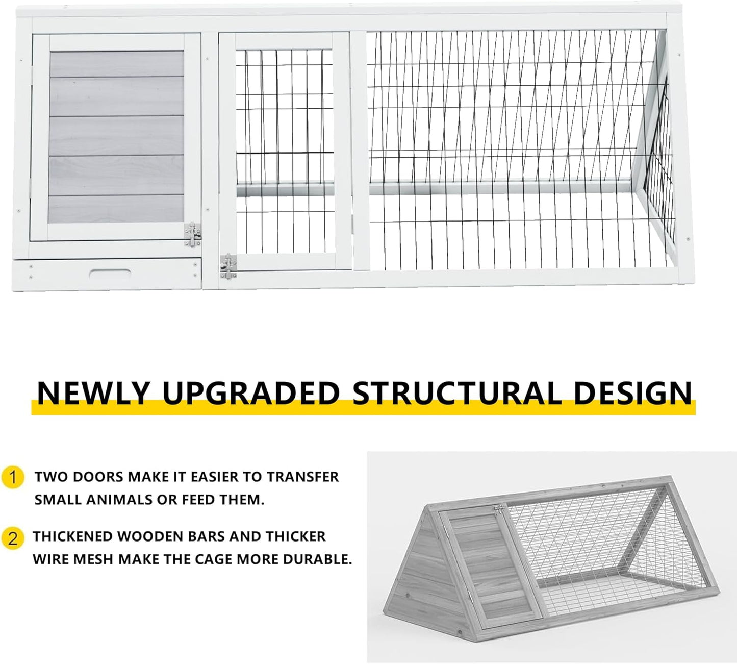 Quail Cages,Wooden Chicken Coop,Nesting Boxes for Chickens,Brooder Box Indoor Outdoor,A-Frame Poultry Duck House with Ventilating Wire Rabbit Hutch for Small Animals,Sold by Zyphorinth (Grey)