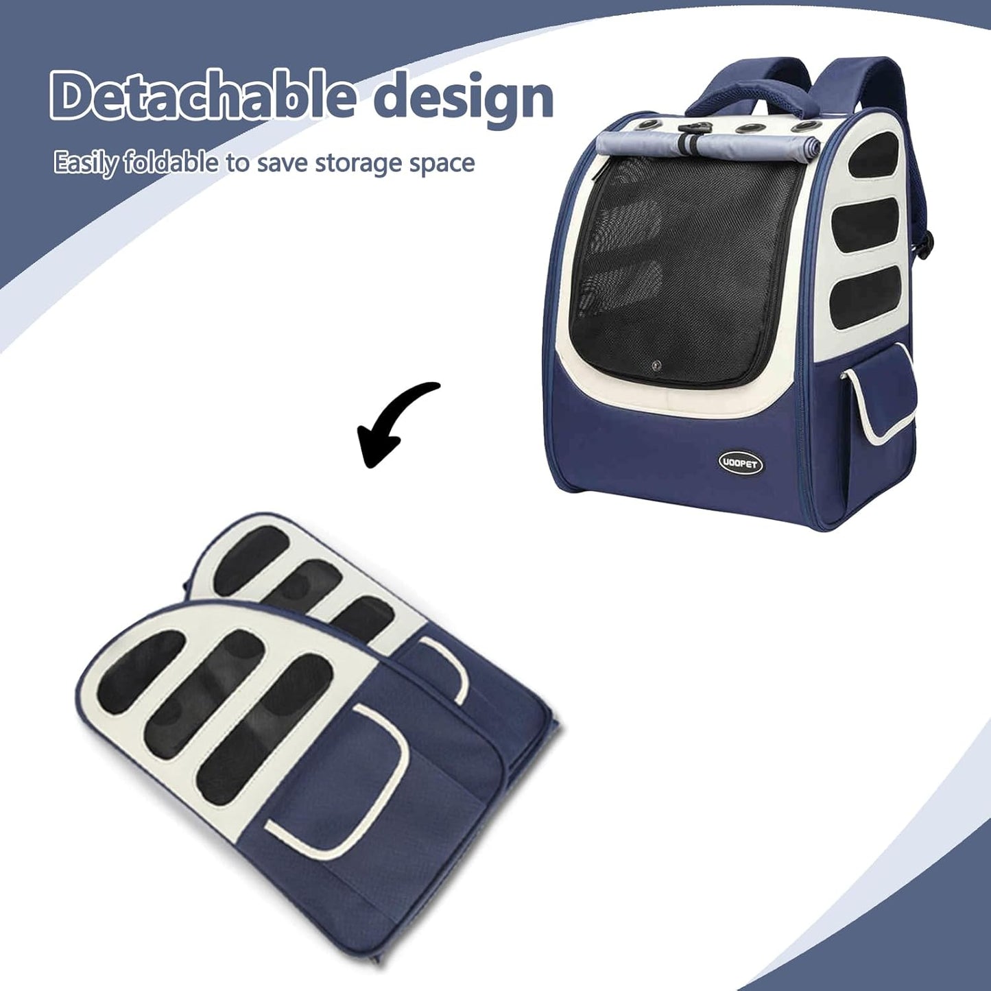 Dog Backpack, Ventilated Pet Hiking Backpack Travel Bag, Airline Approved Cat Backpack for Travel, Hiking, Outdoor Use(Blue)