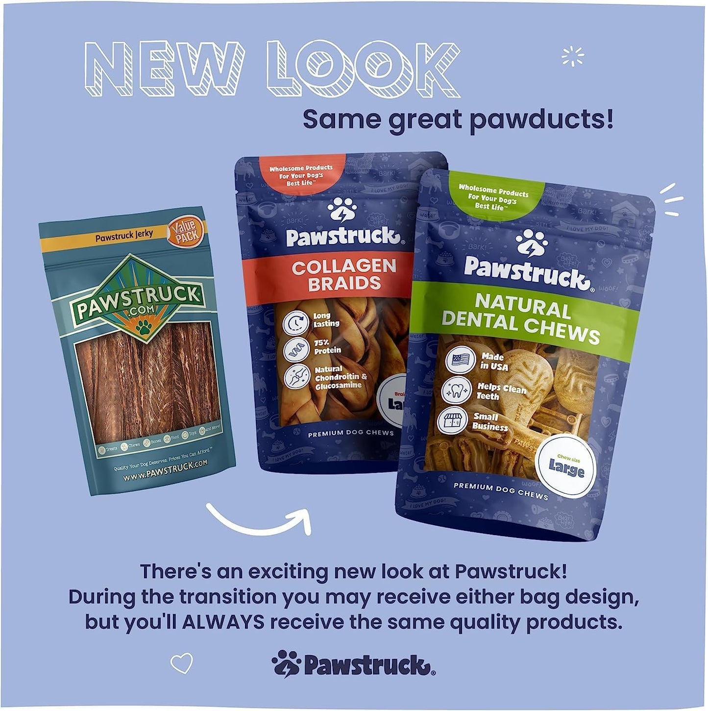 Pawstruck Natural Large 12" Beef Collagen Sticks for Dogs – Long-Lasting Rawhide Alternative, High Protein Treats with Chondroitin & Glucosamine – 5 Pack