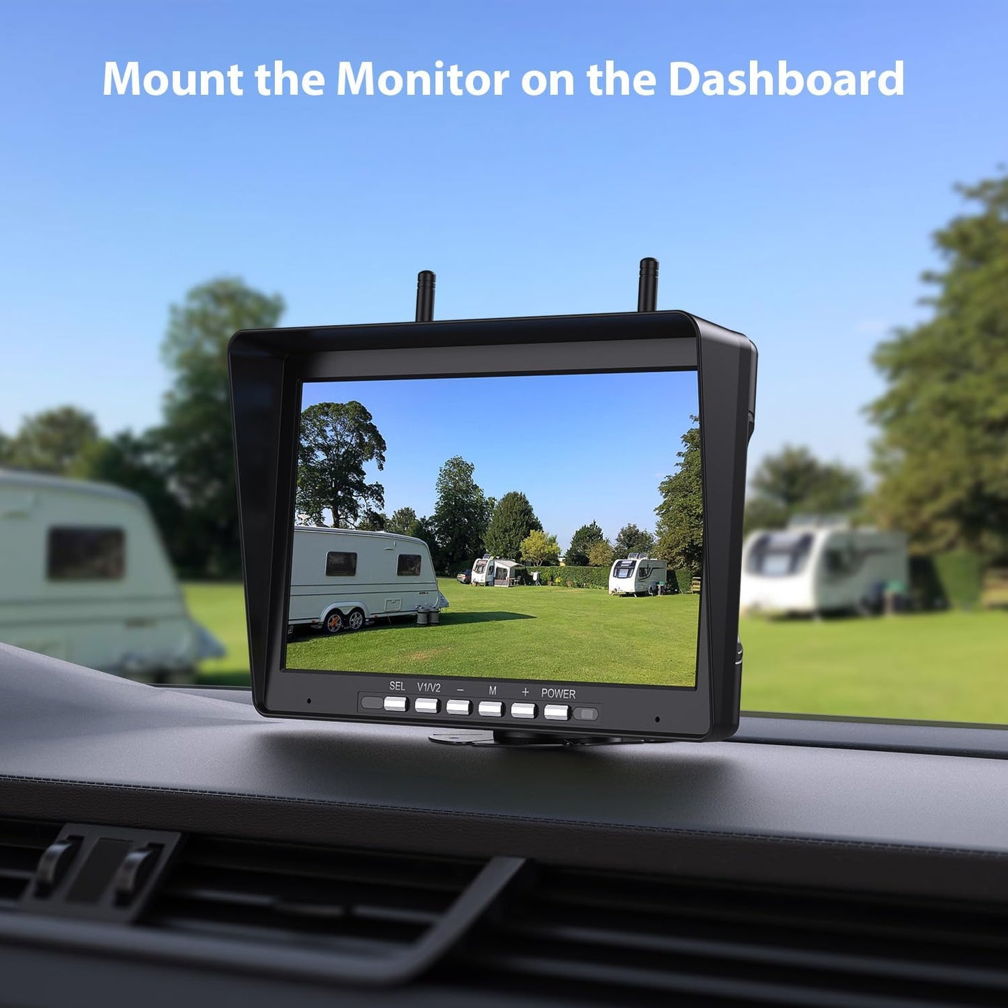 10.1&quot; RV Backup Camera Wireless System Plug and Play, Pre-Wired for Furrion RV Trailer Camper Motorhome, HD 1080P Split-Screen DVR Monitor with 1 Rear View &amp; 2 Side View Cameras, BY503