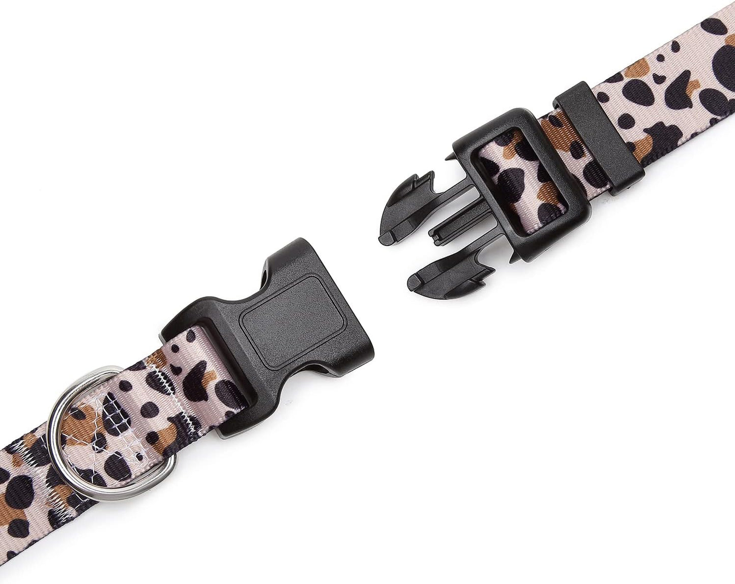 Mercano Adjustable Dog Collar - Special Design Patterns, Soft Nylon Comfortable Durable Pet Collar for Small Medium Large Dogs (S, Leopard)