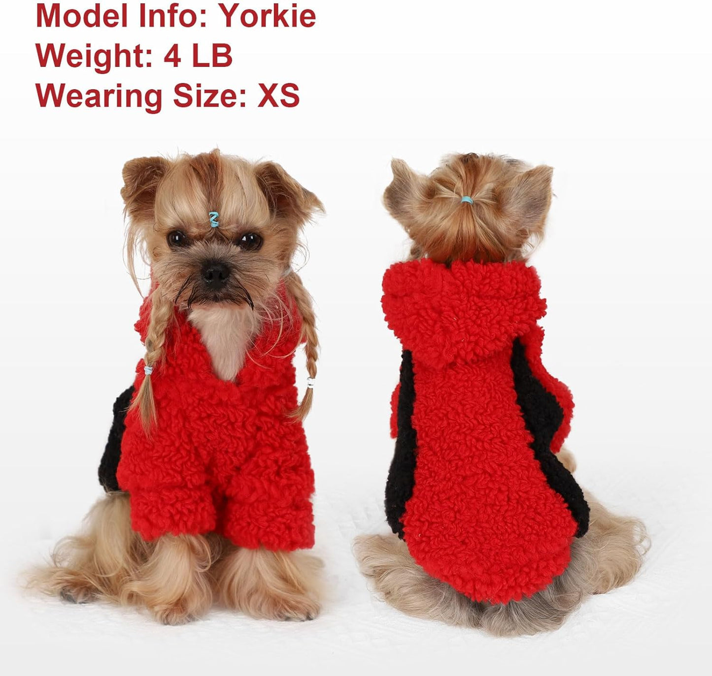 YIKEYO Dog Hoodie Pet Clothes Sweater with Hat Soft and Warm Cold Weather for Small Patchwork Hood(Red, Small)