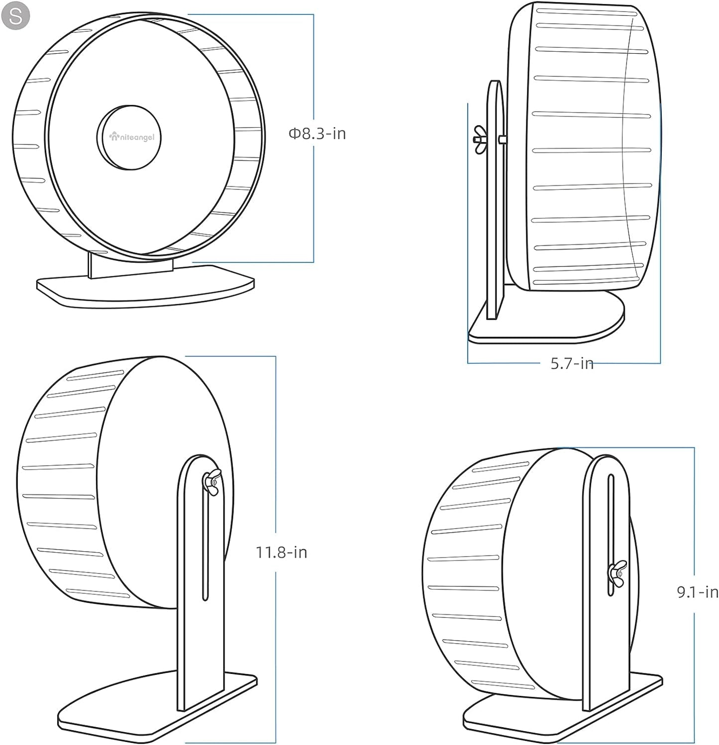 Niteangel Super-Silent Hamster Exercise Wheels: - Quiet Spinner Hamster Running Wheels with Adjustable Stand for Hamsters Gerbils Mice Or Other Small Animals (S, Pink)