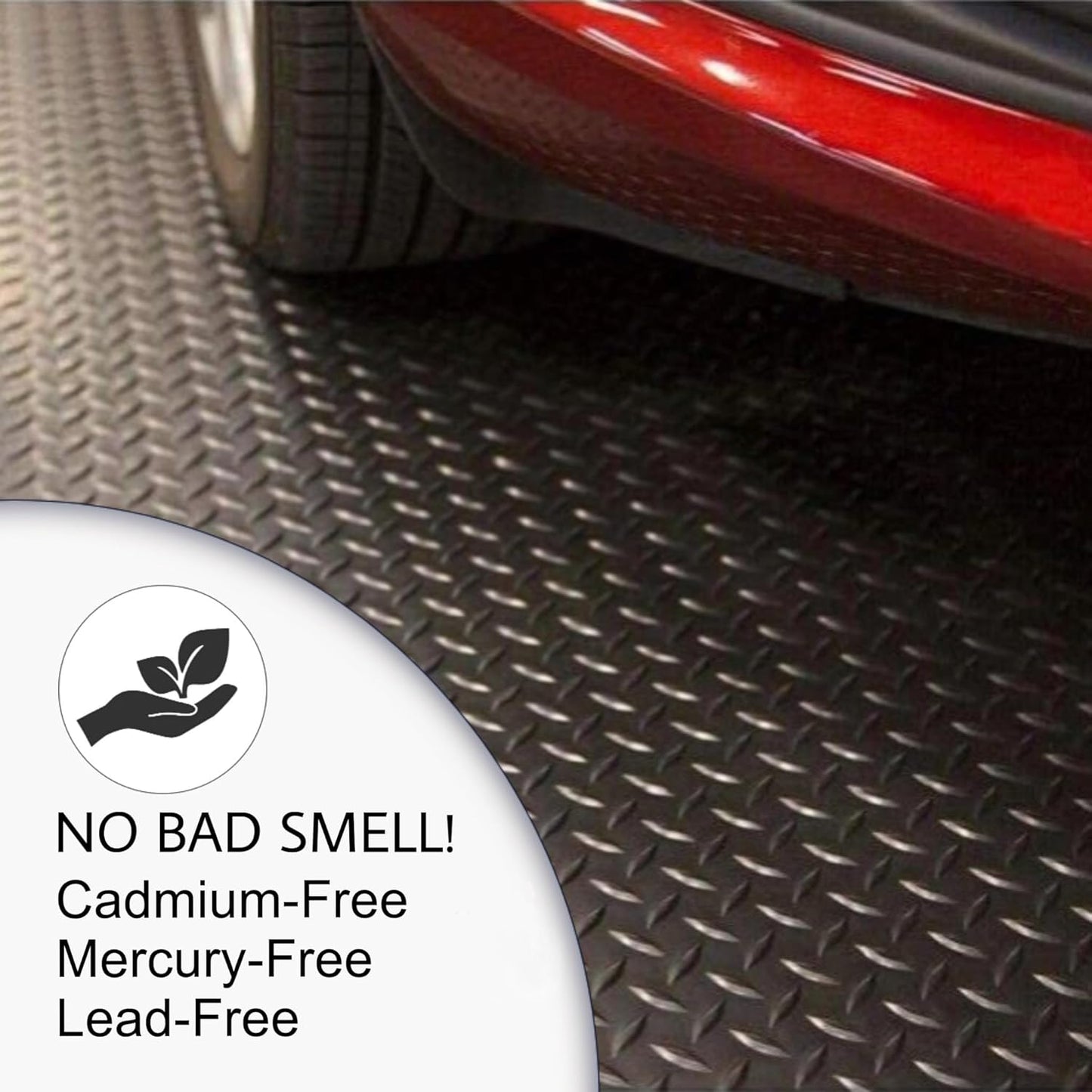 SEAL 4 x 20 Ft Premium Garage Floor Mat, Solid 2.8mm Thickened Black Commercial Grade Heavy Duty Parking Mat for Garage Floor, Golf Cart, Water/Stain Resistant Floor Runner (Embossed Diamond Plate)